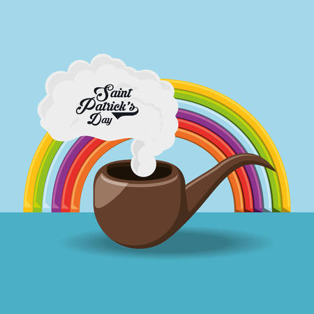 Saint patricks day design with smoking pipe and rainbow over blue background. colorful design. vector illustrationのイラスト素材