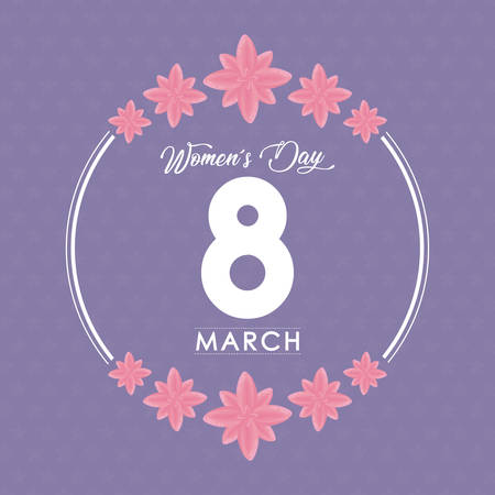Womens day design with decorative flowers over purple background colorful design vector illustrationのイラスト素材
