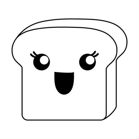 Kawaii loaf slice icon over white background vector illustrationのイラスト素材