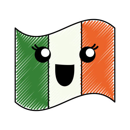 Kawaii ireland flag iconのイラスト素材