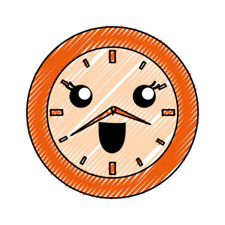 clock icon over white background, color crayon stripe design. vector illustrationのイラスト素材