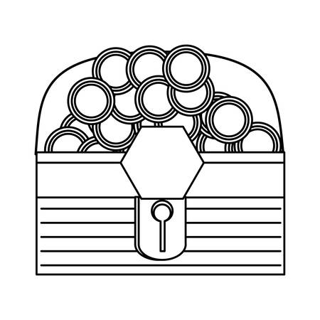 Treasure chest box with money coins over white background vector illustrationのイラスト素材