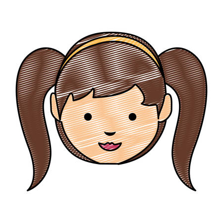 Cartoon girl with two tails over white background, colorful design. vector illustrationのイラスト素材