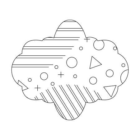 Uncolored shape with geometric pattern over white background vector illustrationのイラスト素材