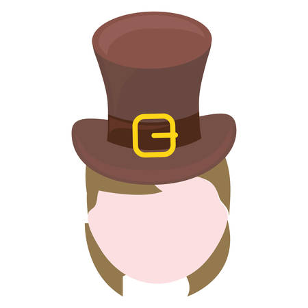 Brunette woman wearing brown leprechaun hat over white background vector illustrationのイラスト素材