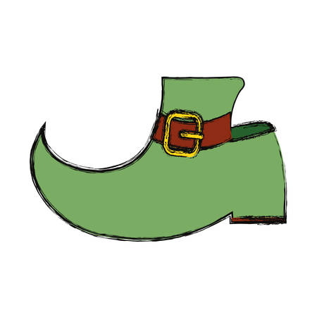 Green leprechaun boot drawing over white background vector illustrationのイラスト素材