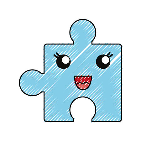 puzzle icon over white background, color crayon stripe design. vector illustrationのイラスト素材