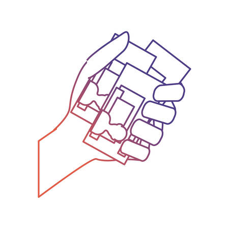 hand with id cards icon over white background vector illustrationのイラスト素材