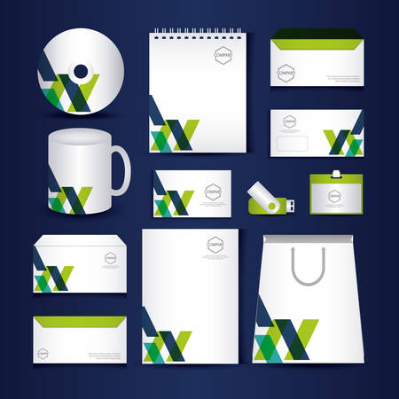 Stationary templates design with cd, envelope, note pad and more.のイラスト素材