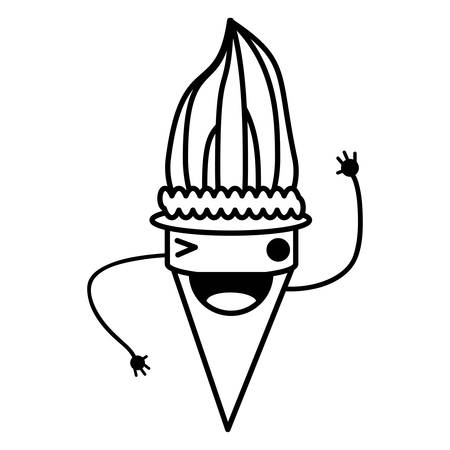 ice cream winking the eye over white background vector illustrationのイラスト素材
