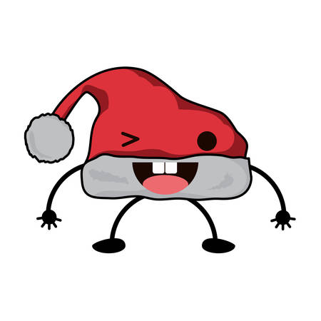 christmas hat winking the eye over white background, colorful design. vector illustrationのイラスト素材