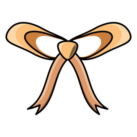 decorative yellow bow icon over white background vector illustrationのイラスト素材