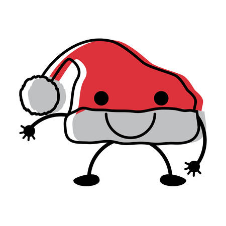 happy christmas hat icon over white background, colorful design. vector illustrationのイラスト素材