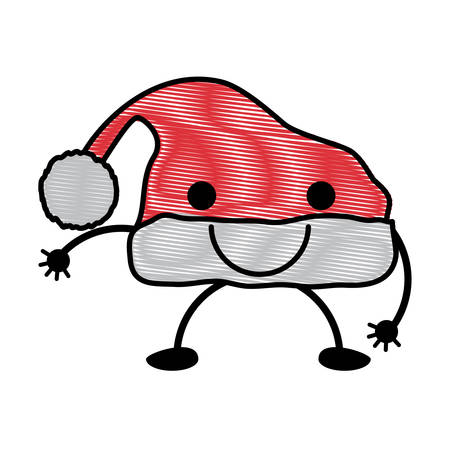 happy christmas hat icon over white background, colorful design. vector illustrationのイラスト素材