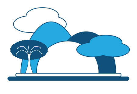 Mountains landscape over white background, blue shading design vector illustrationのイラスト素材