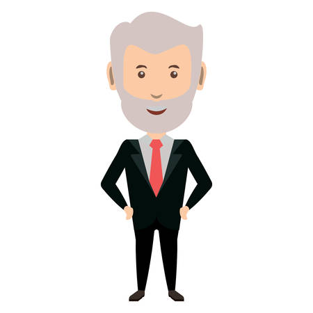 cartoon adult businessman standing over white background, colorful design  vector illustrationのイラスト素材