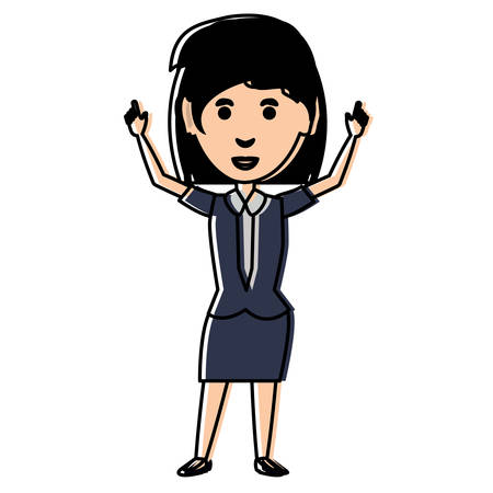 cartoon excited businesswoman standing over white background, colorful design vector illustrationのイラスト素材