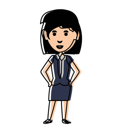 cartoon businesswoman standing wearing executive clothes over white background, colorful design. vector illustrationのイラスト素材