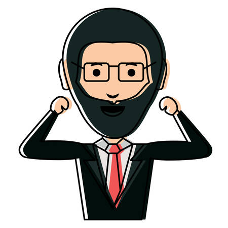 A cartoon businessman wearing glasses over white background, colorful design. vector illustrationのイラスト素材