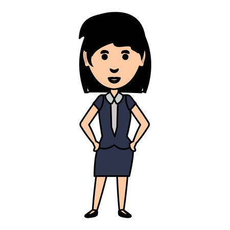 Cartoon businesswoman standing wearing executive clothes over white background, colorful design. vector illustrationのイラスト素材