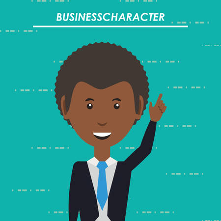 cartoon young businessman icon over turquoise background, colorful design. vector illustrationのイラスト素材