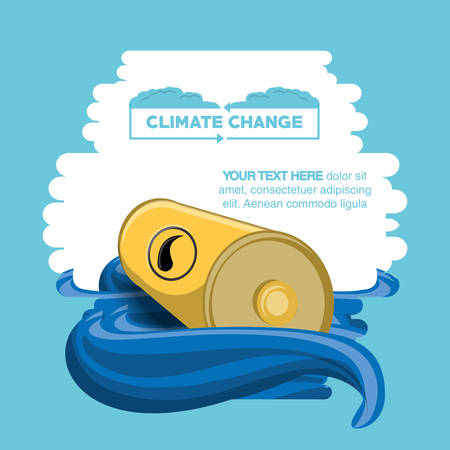 Info-graphic of climate change design with oil barrel on water over blue background, colorful design vector illustration.のイラスト素材