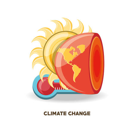 Climate change design with sun and planet earth illustration.のイラスト素材