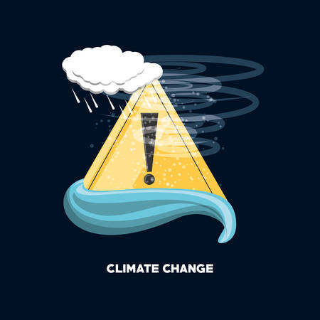 Climate change design with cloud and sign board illustration.のイラスト素材