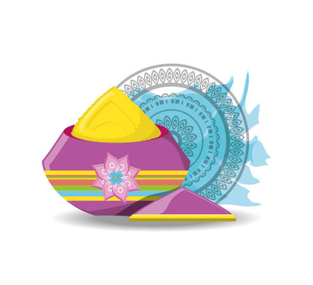 Happy holi design with bowl vector illustration.のイラスト素材