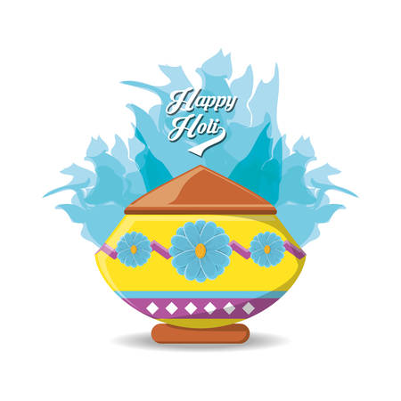 Happy holi design with bowl vector illustration.のイラスト素材