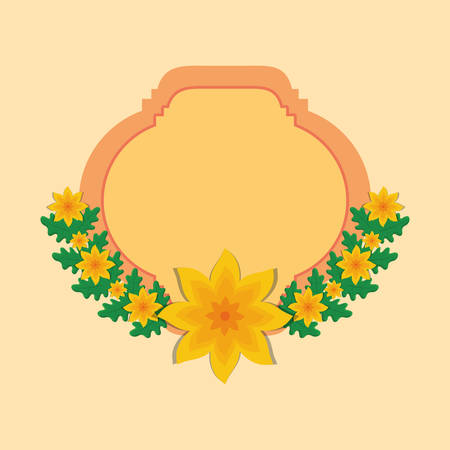 Tropical flowers design with flower pattern and orange space for text illustration.のイラスト素材