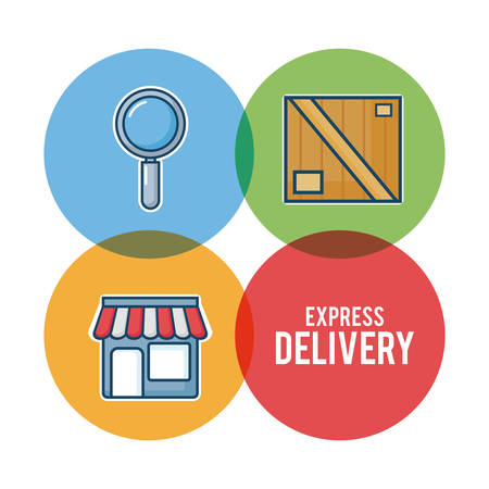 icon set of Express delivery concept over colorful circles and white background, vector illustrationのイラスト素材