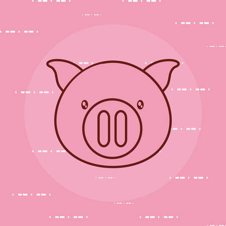Cute pig icon image in pink background.のイラスト素材