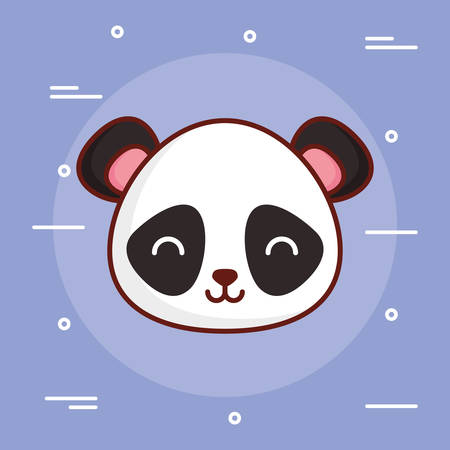 Cute animals design with panda bear icon over purple background, colorful design vector illustration.のイラスト素材