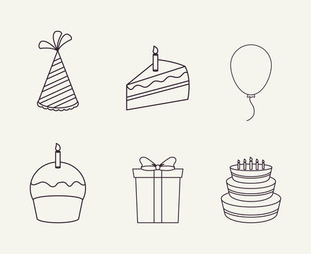 Icon set of happy birthday concept over white background, vector illustrationのイラスト素材