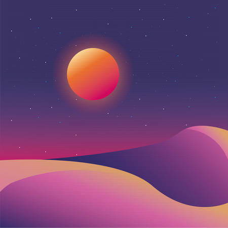Retro background futuristic galaxy landscape designのイラスト素材