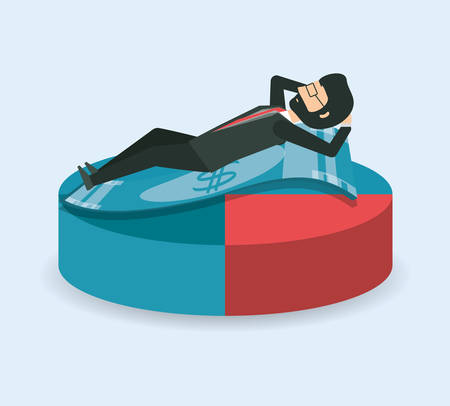 cartoon Businessman design with pie graph. Vector illustration.のイラスト素材