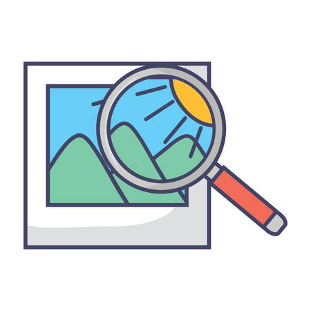 picture and lupe icon over white background, colorful design vector illustrationのイラスト素材