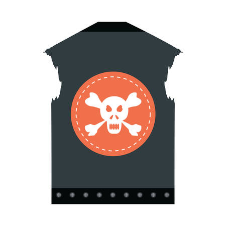 Biker jacket with skull icon ovÂºer white background, colorful design vector illustrationのイラスト素材