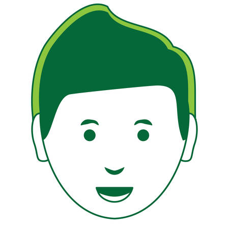 cartoon man face icon over white background, green shading design. vector illustrationのイラスト素材