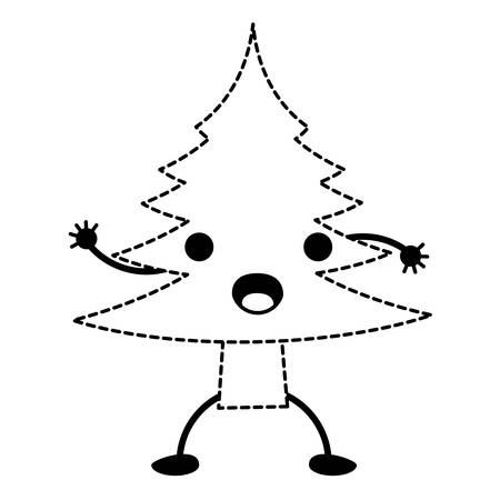 surprised pine tree icon over white background vector illustrationのイラスト素材