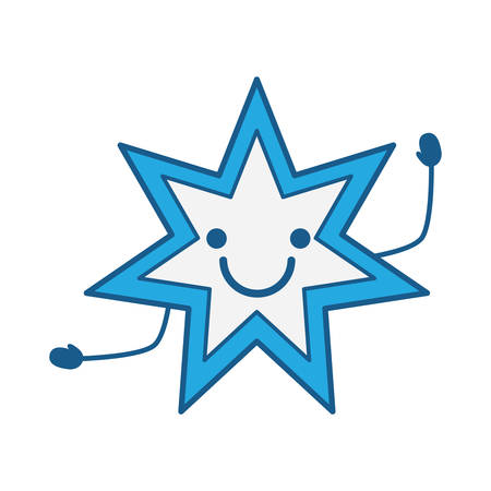excited star icon over white background, blue shading design. vector illustrationのイラスト素材