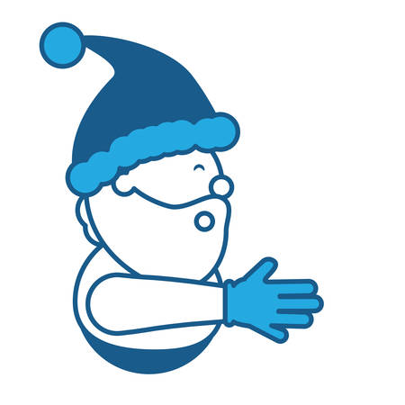 Cartoon santa claus icon over white background, blue shading design.  vector illustrationのイラスト素材