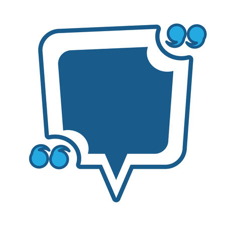 Quotation mark square speech bubble icon over white background, blue shading design. vector illustrationのイラスト素材
