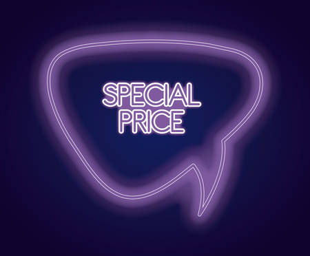 Neon speech bubble of special price design over blue background, vector illustrationのイラスト素材