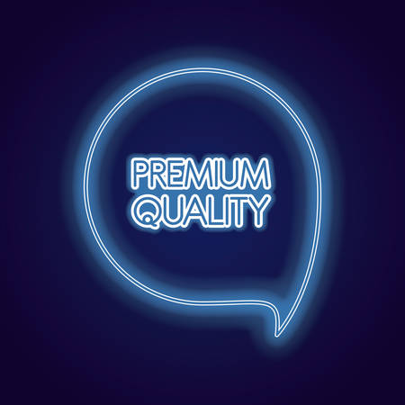 Neon speech bubble of premium quality design over blue background, vector illustrationのイラスト素材