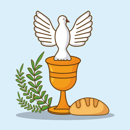easter celebration design with religious symbols  over blue background, colorful design vector illustrationのイラスト素材
