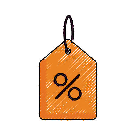colored price tag with percentage sign doodle  over white background vector illustrationのイラスト素材