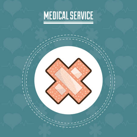 Medical service design with adhesive bandage icon over circle and blue background, colorful design vector illustrationのイラスト素材