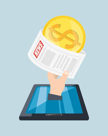 Business and strategy design with coin and tabletのイラスト素材